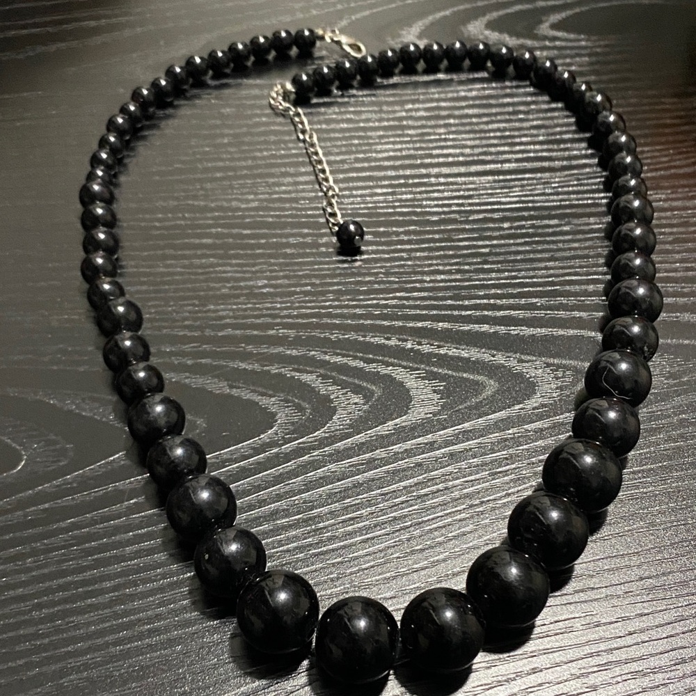 Black Beaded Statement Necklace